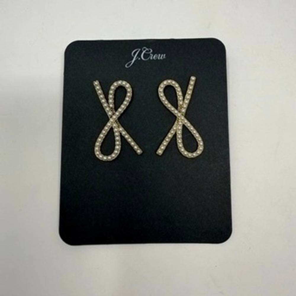 NWT J.Crew Pearl Bow Earrings - Picture 3 of 6